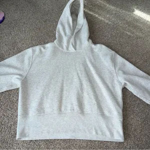 NWOT! Abercrombie & Fitch - Cropped Hoodie Sweatshirt - Light Grey, Large thumbnail 1
