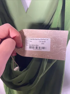 Meshki Womens Green Nadia Satin Dress Large New With Tags Cowl Back thumbnail 6