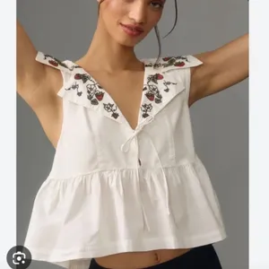 Anthropologie Maeve Babydoll Strawberry Embroidered Blouse thumbnail 2