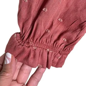 Anthropologie Rust Swiss Dot Tiered Mini Dress Long Sleeve Babydoll M thumbnail 6