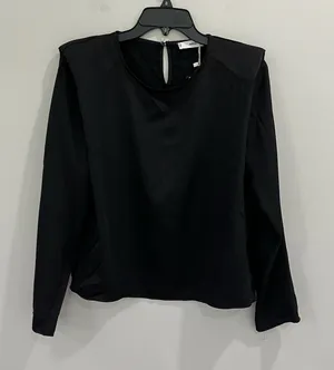 Mango Black Blouse 234pady Size 2 New With Tags Satin Long‎ Sleeve Top thumbnail 1