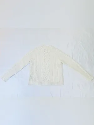 Abercrombie & Fitch Ivory Cable Knit Crewneck Sweater – Ivory – XS thumbnail 8