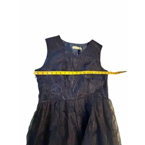 STYLEWE HZY Navy Blue Organza with Emroidered Floral Detail Dress thumbnail 5
