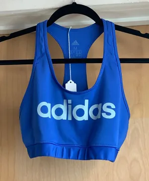 Adidas Blue Logo Athlet Crop Top Size-Medium Gym Core thumbnail 1