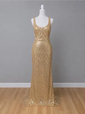 #22-13 Gold floor-length evening gown-1X/Size 16 thumbnail 4