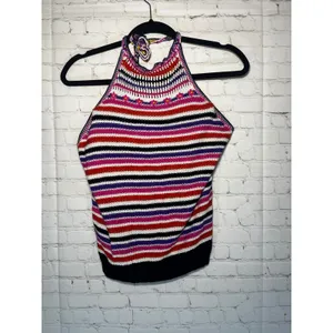 Just Cavalli Y2K Crochet Halter Top‎ Festival Knit Boho Coachella Size S/M thumbnail 2