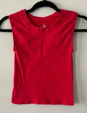 Free People Intimately Free Sleeveless Basic Cropped Red Tee thumbnail 1