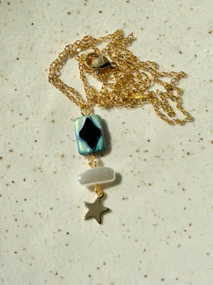 Handmade boho unique whimsy quality gold tone stainless steel necklace🖤 thumbnail 5
