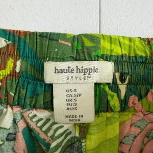 Haute Hippie green‎ geometric pull on flowy straight pocket lightweight pants S thumbnail 6