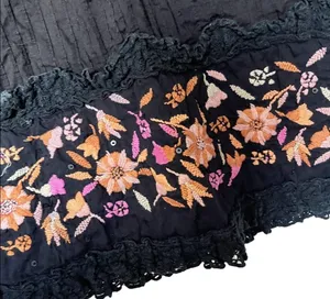 Florabella black halter tunic with flower embroidery size small thumbnail 2