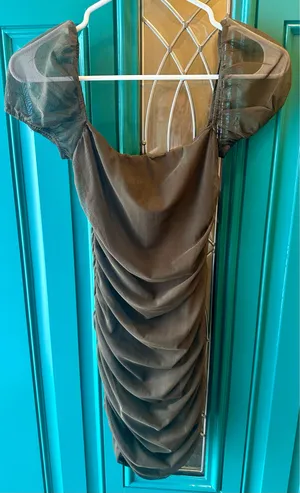 Princess Polly Chocolate Brown Ruched Mesh Mini Dress Coquette Whimsigoth Size 0 thumbnail 7