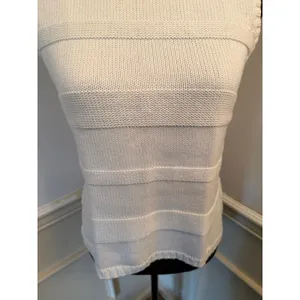 Vintage Talbots Cotton Knit Sweater Tank White Button Shoulder Textured Preppy thumbnail 3