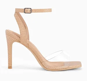 NWT • Nude/Clear Ankle Strap Stiletto Heel Sandals thumbnail 1