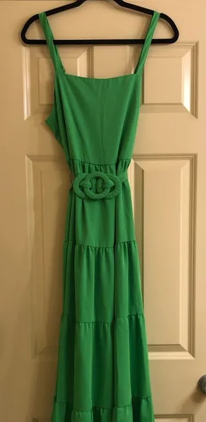Tea & Cup Green Belted Maxi Dress thumbnail 1