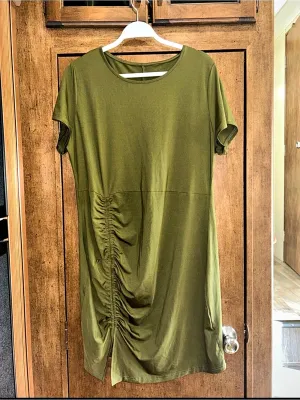 SHEIN Curve Short Sleeve Dress With Drawstring Waist, High Slit Hem Ruched 2X thumbnail 3