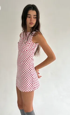 Red Polka Dot Mini Dress many many clothes Size L thumbnail 2