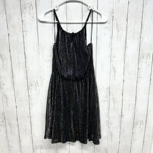 Francescas Dress Women Size XS Sparkly Spaghetti Black Gold Sparkle Cocktail NWT thumbnail 6