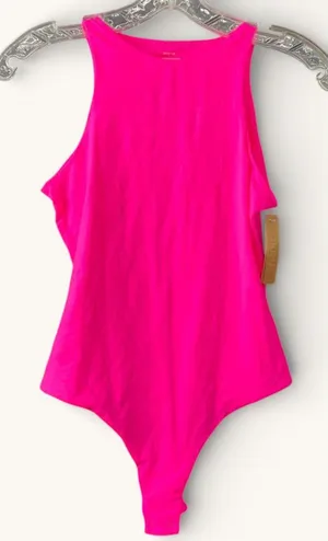 SKIMS Fits Everybody Bodysuit Neon Orchid‎ Pink High Neck Womens M NWT thumbnail 1