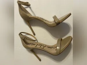 Sam Edelman Beige Patent Ankle-Strap Heels thumbnail 2