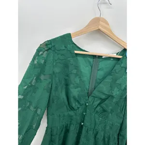 Cupshe‎ Green Sheer Floral Babydoll Dress Womens Sz M Mini Resort Ethereal Boho thumbnail 4
