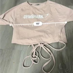 Gymshark Pink Beige Cropped Ruched Tie Up Ribbon Long Sleeve Top‎ Size M thumbnail 12