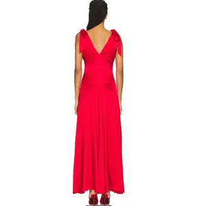 Line & Dot Harles Satin Maxi Dress – Red – Size Small New‎ thumbnail 3