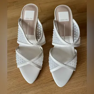 Dolce Vita Mandel Pearl Ivory Mesh Mule Heel Sandals thumbnail 4