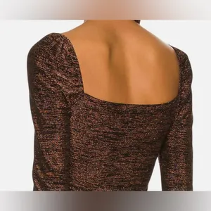 MINKPINK Imane Ruched Top - NWT - Size S Puff Sleeve Metallic Cropped Blouse thumbnail 3
