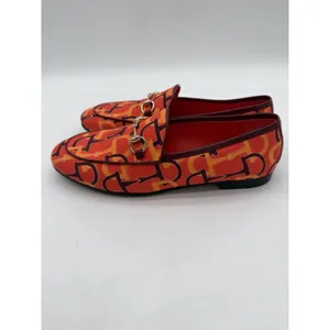 Gucci Jordaan Womens Horsebit Flat Loafer Orange Canvas LOGO EU 38.5 US 8.5 $998 thumbnail 4
