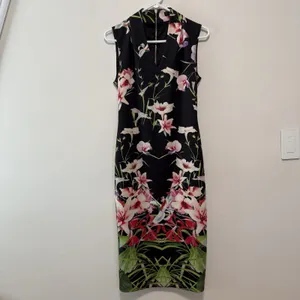 Ted Baker Jalita Black Floral‎ Midi Dress Size Small/2 thumbnail 4