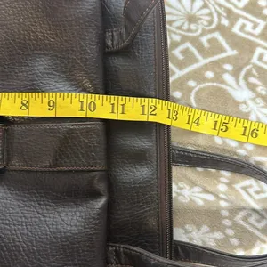Buxton brown leather briefcase zip & snap pockets over shoulder vintage thumbnail 11