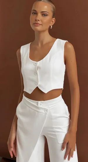 NWT Commense Solid White Vest Size M thumbnail 1