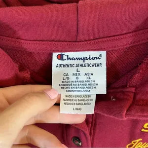 ✨‎ Champion Women’s Red Quarter Button Iowa State Hoodie Large thumbnail 4