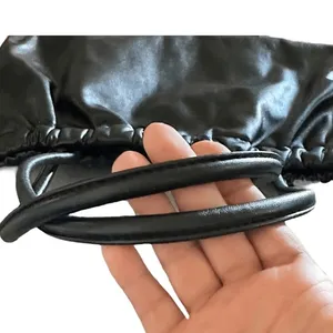 A‎ New Day Black Faux Leather Gathered Tote Bag thumbnail 5