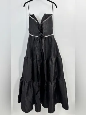 V. Chapman The Vivian Dress in Black Windsor Brocade thumbnail 5