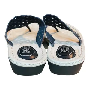 Berkley Jensen Womens Black Laser Cut Rhinestone Wedge‎ Thong Sandals Size 9.5 thumbnail 3