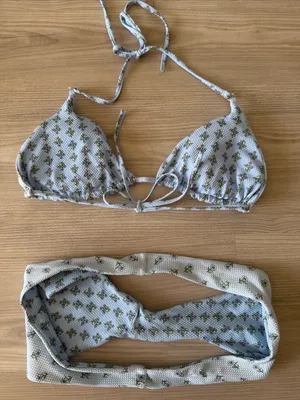 Rhythm. Pale Blue Floral Triangle Bikini Set Size L thumbnail 5