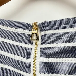 Sail to Sable Blue White Striped Ribbed Knit Shift Dress XL Exposed‎ Back Zipper thumbnail 3