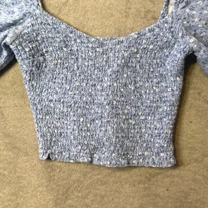 Abercrombie‎ & Fitch Blue Ditsy Floral Print Smocked Puff Sleeve Crop Top XS thumbnail 6