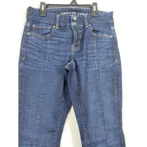 American Eagle Kick Boot Jeans Womens 4 Blue Medium Wash Mid Rise Stretch Denis thumbnail 3