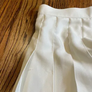 Los Angeles Apparel High-Waisted Pleated Tennis Skirt in White thumbnail 5