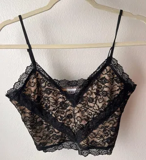 Princess Polly Black Lace Tank Top thumbnail 1
