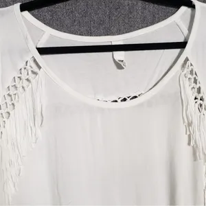 TOKYO DARLING Boho Fringe Crochet Back Peasant Top | Soft Girl Cream Long Sleeve thumbnail 7