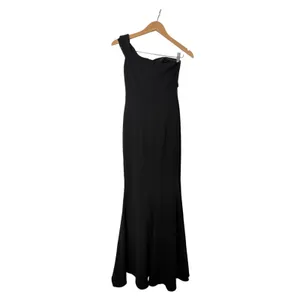 Aqua Scuba Crepe Off Shoulder Gown Size 2 in Black Side Slit‎ Back Zip NEW thumbnail 4