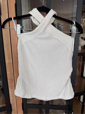 Anthropologie Ribbed Halter Top open deep low back knit sleeveless thumbnail 2