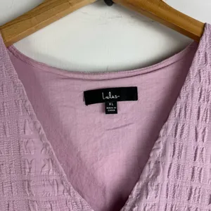 Lulu’s Sunny Love Seersucker Puff Sleeve Button Front Midi Dress Sz XL Lilac thumbnail 8