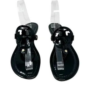 TORY BURCH Black Patent Leather Miller Classic Designer Logo Sandals Size 8.5 thumbnail 2