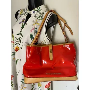 DOONEY & BOURKE Red Tan Large Leather Tote Bag thumbnail 8