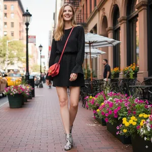 Black Soft Knit Bell Sleeve Mini Dress Flute | The Fifth Label thumbnail 2