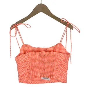NWT Zara Orange and Pink Gingham Plaid Crop Top Size Medium thumbnail 2